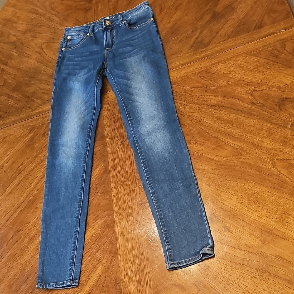 7 For All Mankind Dark Blue Skinny Jeans Sz 14 Rich Like New Classic Prep Preppy